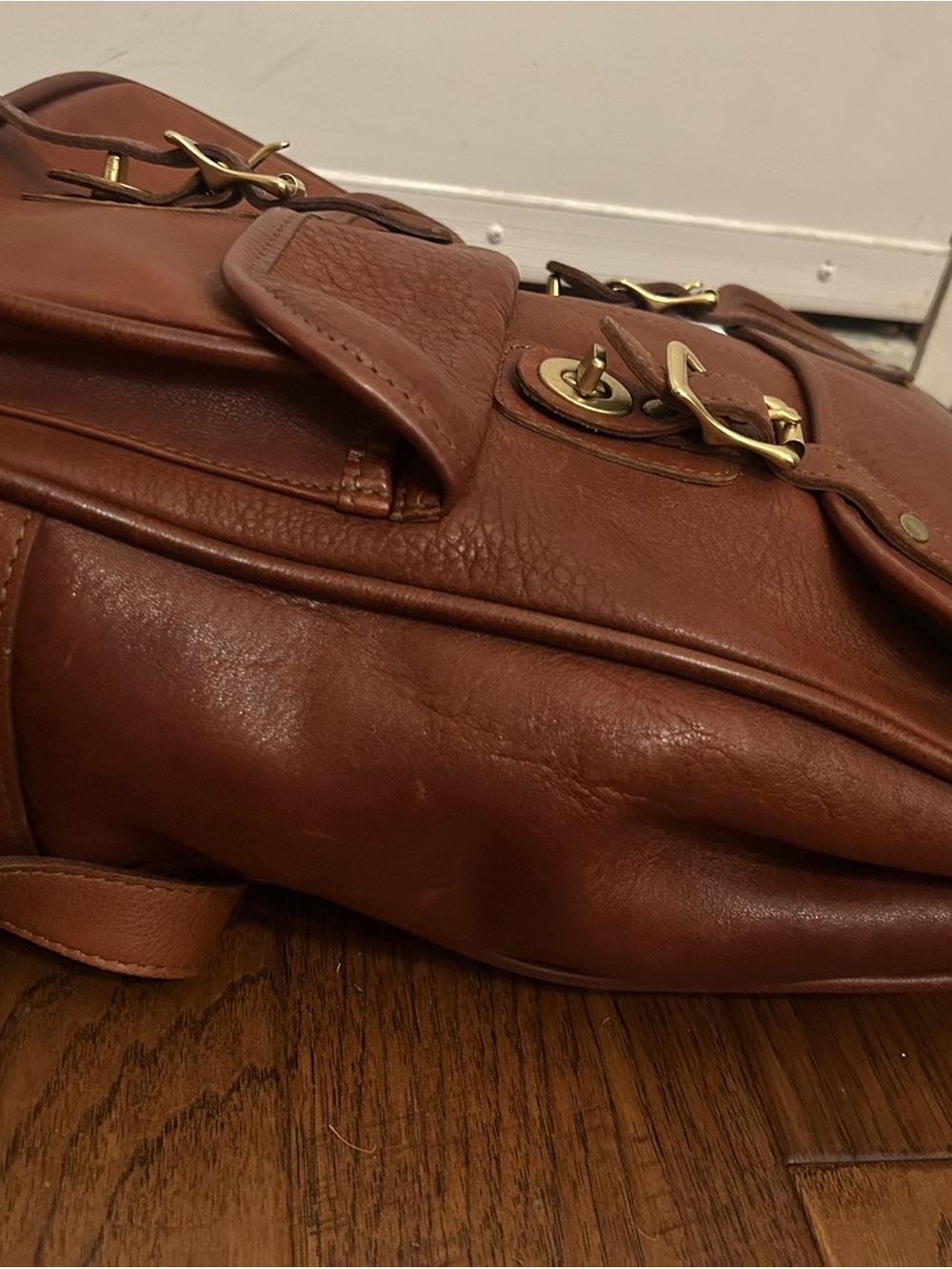 JW Hulme Continental Backpack Made In USA Genuine Brown Leather. Like New - Picture 8 of 13